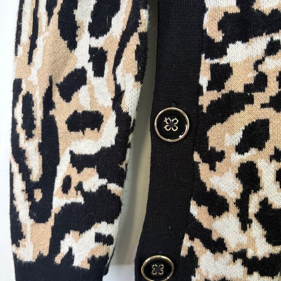 Chicos Animal Print Mock Neck Cashmere Blend Tunic Sweater With Side Buttons Siz - Picture 7 of 14